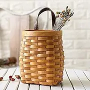 hanging wicker basket Hand-Woven Wood Storage Basket Portable Wall Hanging Flower Basket Organizer Fruit Vegetable Rattan Box Home Decoration Height 6.1in