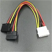 4 Pin IDE to 2 Serial Hard Drive Power Supply Extension Cable ATA SATA Y Splitter Dual Hard Drive Adapter Cable Connector(Molex to 2 x SATA)