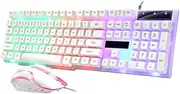 Happyyami Creative USB Wired Keyboard and Mouse with Backlit Design for Gaming and Daily Rainbow Color Durable Material Accurate Operation Present Choice