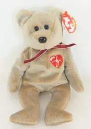 Mint Rare 1999 Signature Bear Ty Beanie Baby, PE Pellets, Tag Errors, PE Pellets