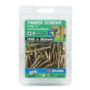 Zenith TIMBER SCREW COUNTERSUNK Head PHILLIPS Drive GOLD, 10Gx50mm -50pcs
