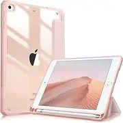 [FINTIE] Hybrid Slim Case for iPad mini 5 2019 / iPad mini 4 - [Built-in Pencil Holder] Shockproof Cover with Clear Transparent Back Shell, Auto Wake/Sleep for iPad mini 5th Generation 7.9", Rose Gold