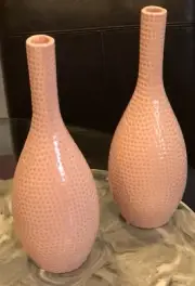 NewTwo Sister Pink Porcelain Vases 12”length