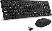 Wireless Keyboard and Mouse Combo, Slim Quick Lag-Free 2.4GHz Cordless Full Size