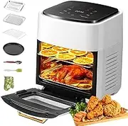 15L Digital Air Fryer, 1400W Countertop Convection Oven with Visible Cooking Window, 3 Baking Trays+ 6 Programas, 60 Min Timer+Max 250°C Temperature for Home, Kitchen, Grill, Bake