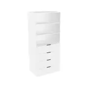 Lugna 2048 x 900 x 580mm White 2 Adjustable Shelf 4 Drawer White Storage Cabinet