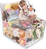 Blue Clear Stuffed Animal Storage Bean Bag Chairs for Kids, Large Zipper Bean Bag Chair Cover with Handle, Creative Bean Bag Chairs for Plush Toys Storage, Tidy Room