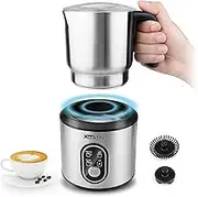 Milk Frother Machine, 4-in-1 Detachable Stainless Steel Hot & Cold Electric Milk Warmer and Foam Maker with Smart Touch Control and Dishwasher Safe for Latte/Macchiato/Cappuccino/Milk Heating