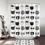 Cool Black and White Cat Faces Shower Curtain