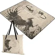 Yoogain Packable Blanket Waterproof Outdoor Party Outdoor Camping Mat for Family Concert Blanket Bird Chinese Ink Painting 60x80in
