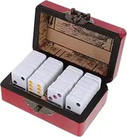 ORFOFE Dominoes Game Set Set Retro Domino Toy Storage Box Wooden Tiles Traditional Toys for Boys and Girls and Adults Style