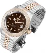 Invicta Pro Diver Men Diamond Automatic Watch 38297 Brown Dial 2 Tone Rose Gold