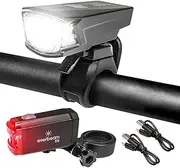 Everbeam Rechargeable Bike Light Front LED Bike Headlight. StVZO Rechargeable Bike Lights for Night Riding Bike Headlight and Rear Bike Tail Light. LED Bike Light Set of One Front Bike Flashlight