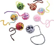 Happyyami 8Pcs Colorful Cat Bell Woolen Yarn Balls for Kittens Engaging Interactive Play for Healthy Activity for Scratching and Chewing Mixed Styles