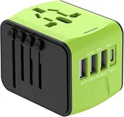 Travel Plug Adapter USB C | Plug Adaptor Phone Charger,USB Charger Travel Plug Adapter, Fast Charging Type C Adapter Portable Charger with 4 Outlets