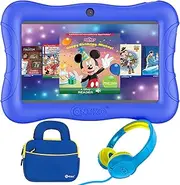 Contixo 7 inch Kids Tablet Bundle, Android Tablet and Kids Wired Headphones, 50+ Disney Storybooks, WiFi, 32GB ROM, Learning, Dark Blue