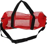 [Anneome] Sturdy Mesh Beach Tote for Clothes Towel Large Beach Bag Mesh Pool Bag for Swimming Supplies Multi-use Tote Bag Red Nylon Tote