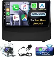 2G+32G Car Stereo for Ford Fiesta 2009-2014 with Apple Carplay Wireless Android Auto Sat Nav,Android 13 Stereo 2 DIN with 9 Inch Touch Screen with Bluetooth WIFI FM RDS+Backup Camera