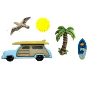Beach Bound - Summer Shank Back Buttons - Shelly's Buttons - Craft Sewing Scrap