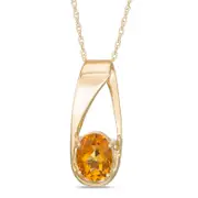 Oval Citrine Pendant in 10K Yellow Gold