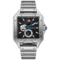 在飛比找蝦皮購物優惠-【現貨】正品方形全自動機械錶品牌陀飛輪防水鏤空夜光男士手錶