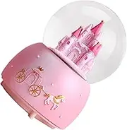 BATHVEVE 1pc Crystal Snow Globe Music Box Fairy Tale Castle Design Unique Resin Ball Decor for Home Girls Party Decoration and Transparent