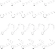 [cuhostki] 20 Pcs Clear Nose Stud, 4 styles of Acrylic Invisible Bone Studs Retainers, 7mm Nose Screw Bars Piercing for Daily Work Body Piercing, ONE SIZE, Acrylic, No Gemstone