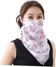 [OATIPHO] Women Chiffon Neck Scarf for Women Chiffon for Women Pretied Head Scarf for Women Cover Bandana with Earloops Dust Masks Pink