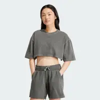 在飛比找PChome24h購物優惠-【ADIDAS】ESS+ CROP TEE 短袖上衣 女 灰