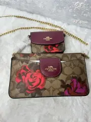 Coach Poppy Crossbody With Card Case In Signature Canvas With Jumbo Floral Print