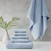 Cloud Linen Retreat Cotton Tencel Antimicrobial Towel Set, Blue (6 Piece)