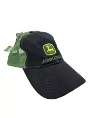 John Deere Cap Hat Mesh Snap Back Black Green Yellow NWT Mesh Cotton Ranch Farm