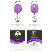 ID Badge Holder with Clip Badge Reel Retractable Heavy Duty Clear Id Card Ver...