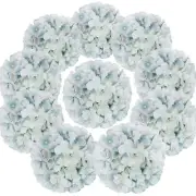 Silk Hydrangea Heads Artificial Flowers Heads with Stems for Home Wedding Dec...