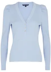 Veronica Beard Dekalb Ribbed Stretch-cotton top - Light Blue - XS (UK6 / XS) XS (UK6 / XS)