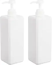 Pump Bottle, Refillable Plastic Empty Lotion Soap Dispenser Liquid Container for Bathroom Shampoo and Body Wash, 32oz/1l White 2 Pack