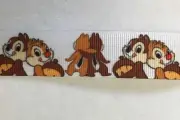 Chipmunk Inspired Grosgrain ribbon BTY 7/8" Brown white chip dale