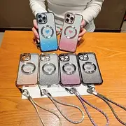 Phone Case For iPhone 16e iPhone 16 Pro Max Plus iPhone 15 Pro Max Plus iPhone 14 13 12 Pro Max Plus Back Cover Magnetic Support Wireless Charging with Wrist S