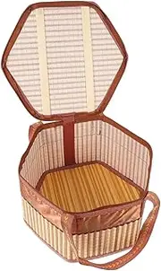 FUNNETOYU Woven Picnic Basket with Cover Portable Snacks Container for Outdoor Use Bamboo Cloth Design for Crabs Fruits and Egg Storage