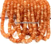 Tyre Cut Rondelle Strand Beads Rare~Natural Sunstone Faceted Gemstone Beads.