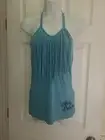Harley-Davidson Women's Sz Medium Halter Top Baby Blue Fringed & Embroidered NWT