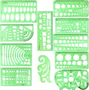 11PCS Geometric Drawings Templates, Drafting Stencils Measuring Tools,...