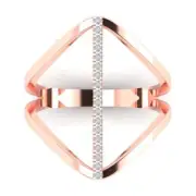 0.1Ct Round Cut Clear Gemstone Solid Gold Statement Engagement Promise Ring