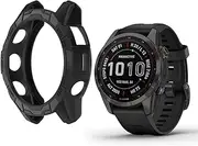 Case for GARMIN Fenix 7S/Fenix 7S Pro and EPIX Pro 42mm,Flexible Silicone Cover Shell Shockproof Scratch-Proof Protector Case Smartwatch Accessories,Black
