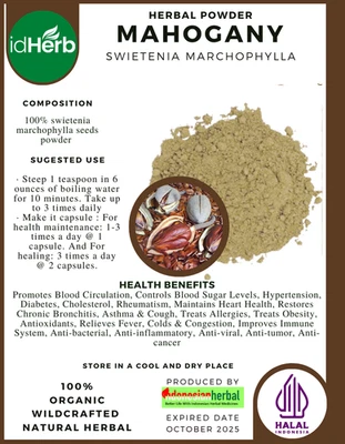 [idHerb] 50-500 gram Powder Mahogany Swietenia Macrophylla Organic WildCrafted