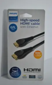 Philips Black 6FT Basic HDMI High Quality High Speed Cable with Ethernet New