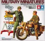 DKW NZ 350 - GERMAN MOTORCYCLE ORDERLY SET W/CREW & BARRIER #35241 1/35 TAMIYA