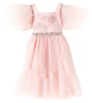 [Patachou] Patachou Sequined polka-dot tulle dress Y 14 pink