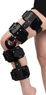 Hinged Knee Brace Rom, Knee Support for Torn Acl, Meniscus Tear, Pcl, Surgery Recovery, Adjustable Post Op Knee Immobilizer, Leg Stabilizer for Man and Women (Black, One Size)