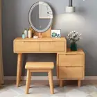 Original Wood Dressing Table with Cabinets and Illuminated Mirror/Wood Bedroo...